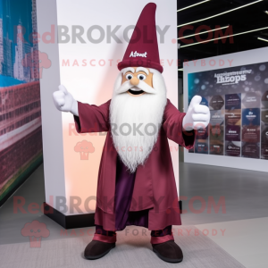 Maroon Wizard mascot costume character dressed with a Bootcut Jeans and Beanies