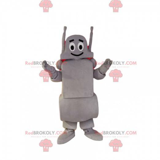 Gray robot mascot smiling. Robot costume - Redbrokoly.com