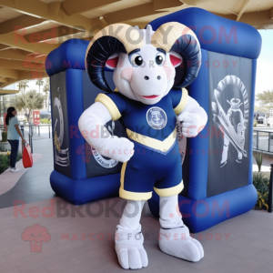 Navy Ram mascot costume character dressed with a Bikini and Foot pads