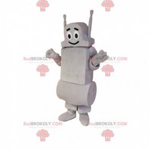Mascotte de robot gris souriant. Costume de robot -