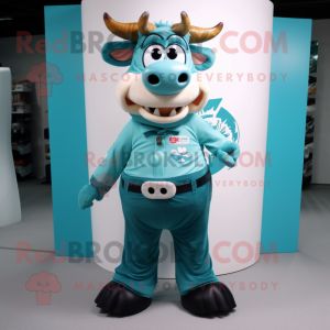 Teal Bull mascotte kostuum...