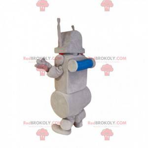 Mascotte robot grigio sorridente. Costume da robot -