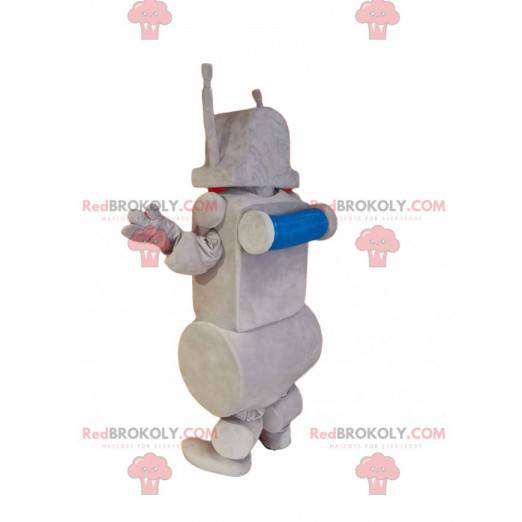 Mascote do robô cinza sorrindo. Fantasia de robô -