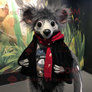 Sort Aye-Aye maskot kostume...