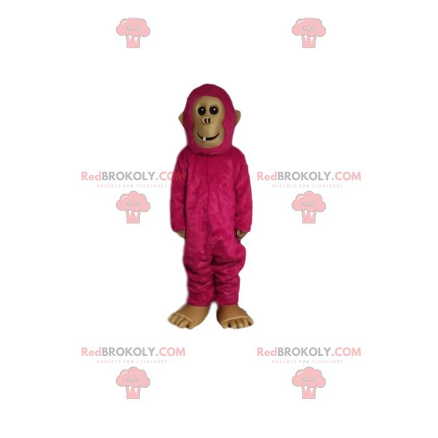 Mascotte de singe fushia. Costume de singe fushia - Mascotte de singe fushia. Costume de singe fushia -