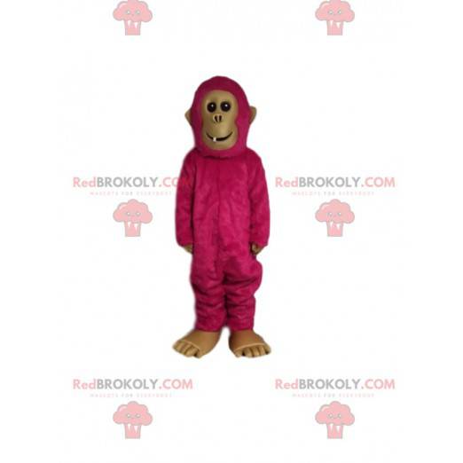 Mascotte de singe fushia. Costume de singe fushia -