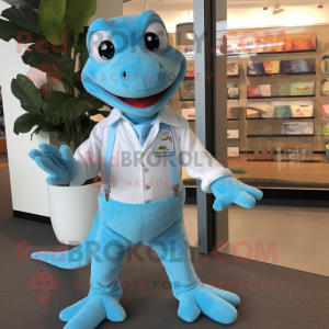 Sky Blue Lizard maskot...