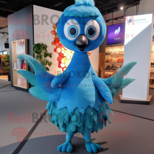 Sky Blue Peacock maskot...