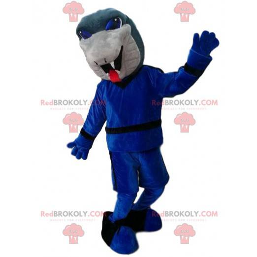 Gray snake mascot with a blue set. - Redbrokoly.com