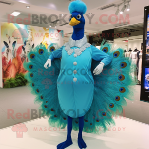 Sky Blue Peacock maskot...