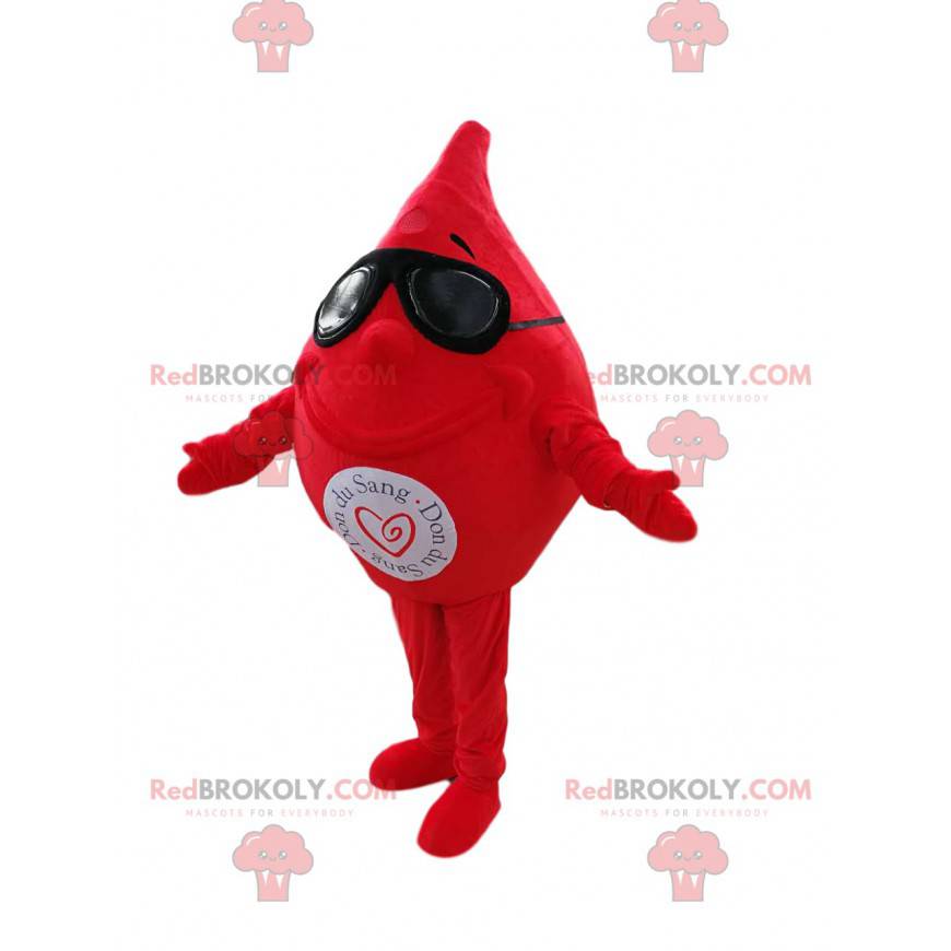Mascote da gota de sangue com óculos de sol - Redbrokoly.com Mascote da gota de sangue com óculos de sol - Redbrokoly.com