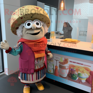 nan Tacos mascot costume character dressed with a Cardigan and Watches