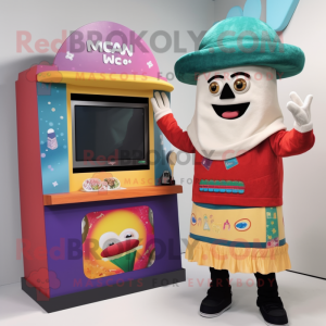 nan Tacos mascot costume character dressed with a Cardigan and Watches