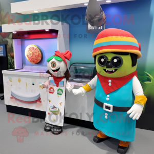 nan Tacos mascot costume character dressed with a Cardigan and Watches