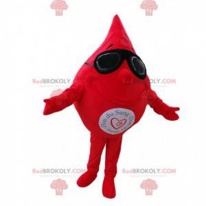 Mascote da gota de sangue com óculos de sol - Redbrokoly.com