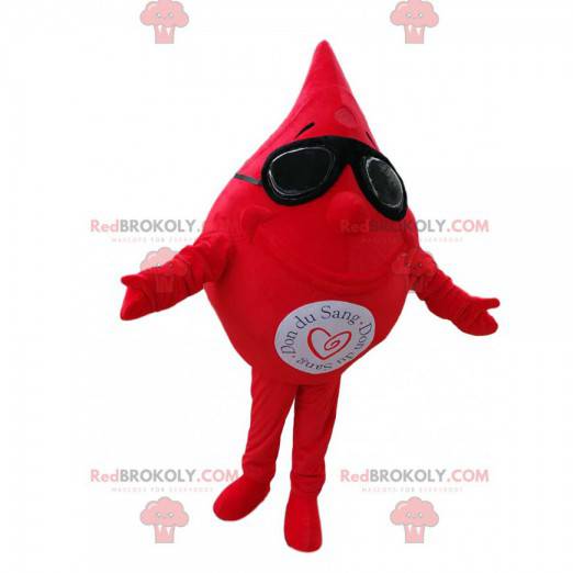 Mascote da gota de sangue com óculos de sol - Redbrokoly.com