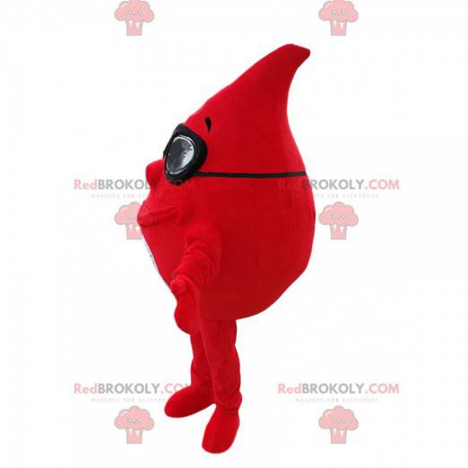 Mascote da gota de sangue com óculos de sol - Redbrokoly.com