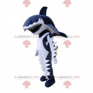 Atemberaubendes Maskottchen mit blauen und weißen Haien -