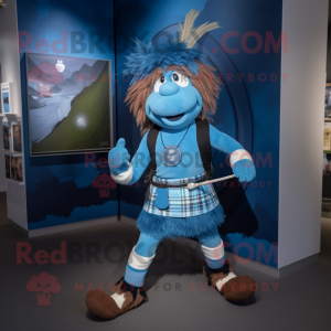 Blå sekkepipe maskot drakt...