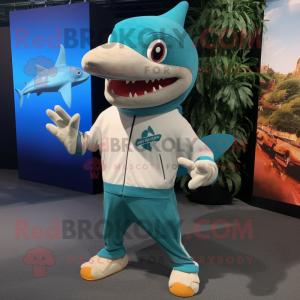 Teal Shark mascotte kostuum...