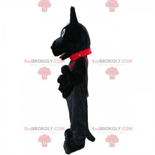 Mascote cachorro preto com boné escocês - Redbrokoly.com