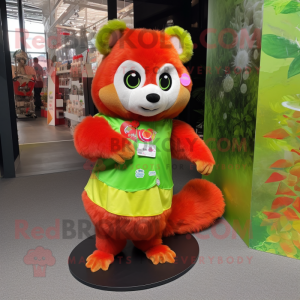 Limegrøn rød panda maskot...