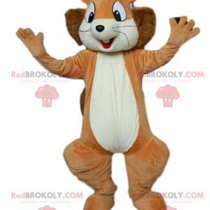 Super enthusiastic squirrel mascot. Squirrel costume. -