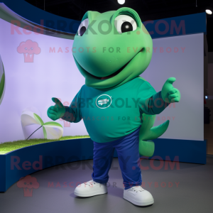 Green Blue Whale mascot costume character dressed with a Joggers and Cufflinks