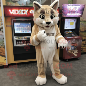 Beige Lynx maskot kostume...