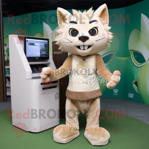 Beige Lynx maskot kostume...