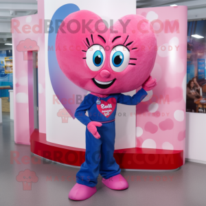 Pink Heart maskot kostume...