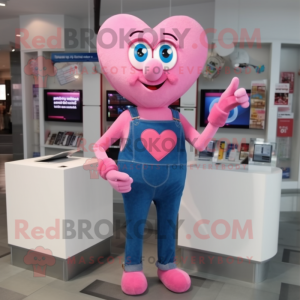 Pink Heart maskot kostume...