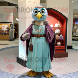 nan Falcon mascot costume character dressed with a Ball Gown and Coin purses