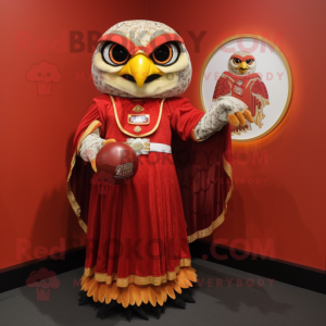 nan Falcon mascot costume character dressed with a Ball Gown and Coin purses