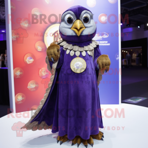 nan Falcon mascot costume character dressed with a Ball Gown and Coin purses