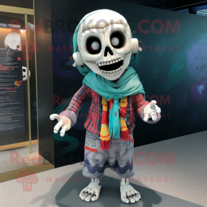nan Skull mascot costume character dressed with a Romper and Scarves