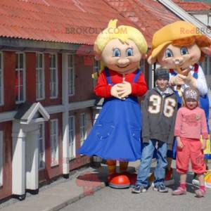 2 mascottes de personnages germaniques une fille et un garçon -