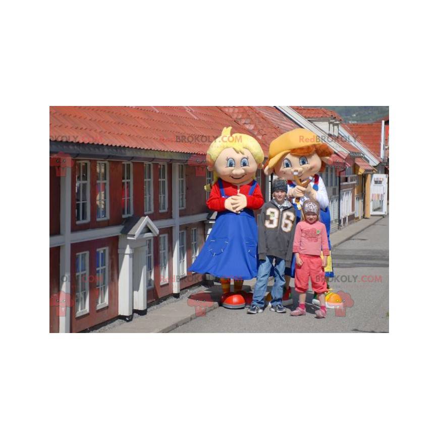 2 Germaanse karaktermascottes een meisje en een jongen -
