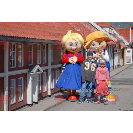 2 mascotte di carattere germanico una ragazza e un ragazzo -