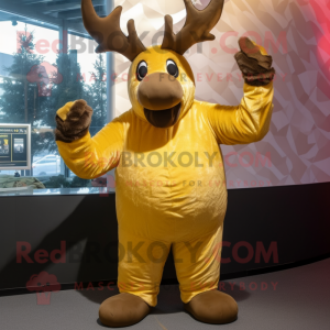 Gold Elk mascotte kostuum...