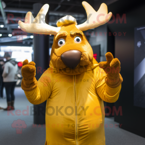 Gold Elk maskot kostume...
