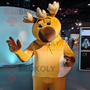 Gold Elk mascot costume character dressed with a Turtleneck and Gloves