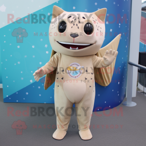 Beige Stingray mascot costume character dressed with a Bodysuit and Mittens
