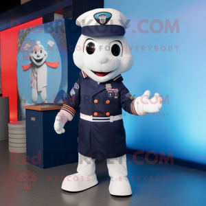 Navy Ceviche mascot costume character dressed with a Bomber Jacket and Suspenders