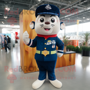 Navy Ceviche mascot costume character dressed with a Bomber Jacket and Suspenders