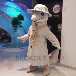 Beige Dolphin maskot drakt...