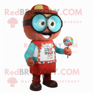 Rust Gumball Machine mascot costume character dressed with a Playsuit and Reading glasses