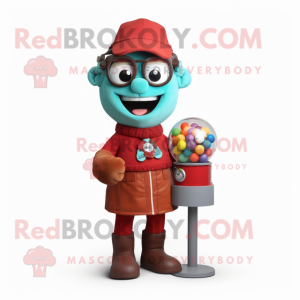 Rust Gumball Machine mascot costume character dressed with a Playsuit and Reading glasses