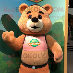 Peach Bear maskot kostume...