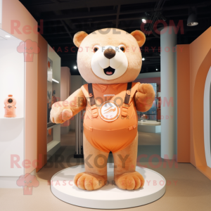Peach Bear mascot costume character dressed with a Tank Top and Wraps